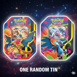 POKEMON TCG: MEGA CHARIZARD TIN (ONE TIN, RANDOM ART WORK)